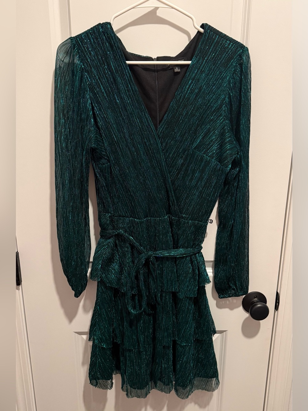 Rachel Zoe Green Long-Sleeve Tiered Wrap Dress, XL